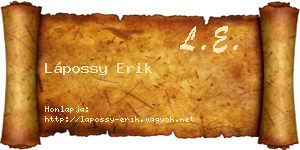 Lápossy Erik névjegykártya